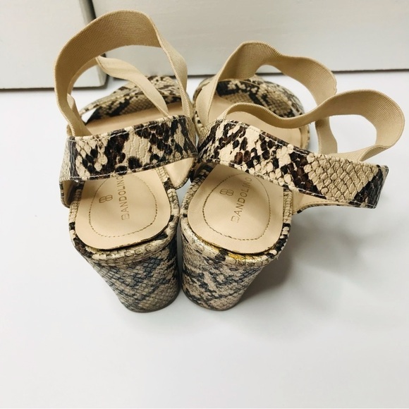 BANDOLINO Snakeskin Print Open Toe Chunky Heel Shoes Size 7M - Picture 4 of 6